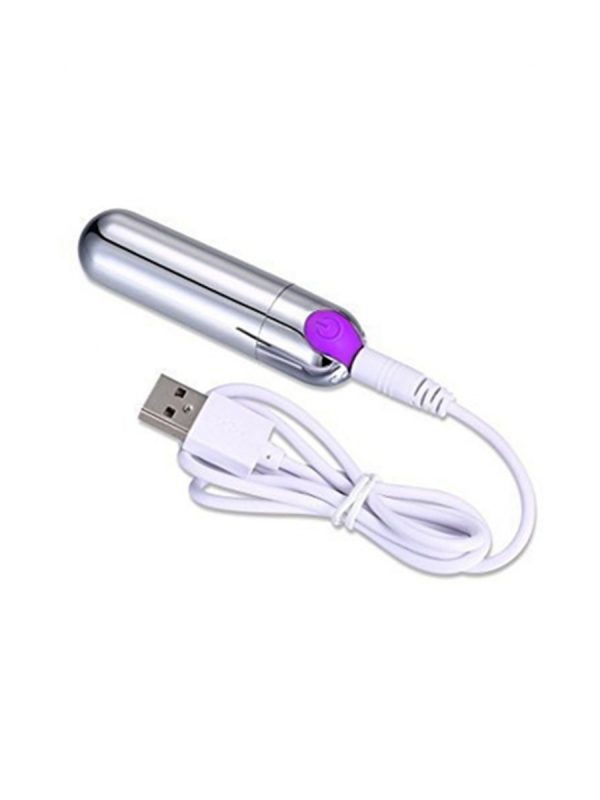 Wibrator Strong Bullet vibrator Silver Purple USB 10 Functions masažer za klitoris - Image 2