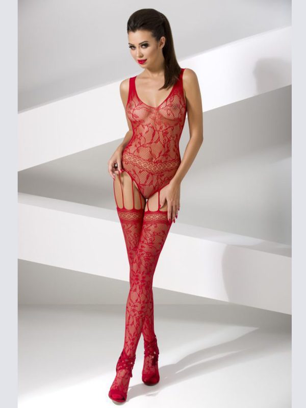 Bodystocking – mrežasti kombinezon BS051 Red - Slika 2