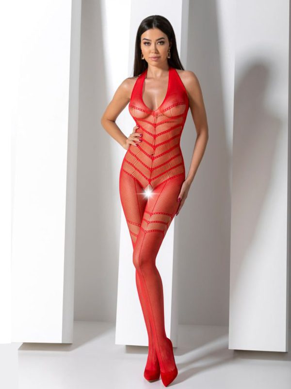 Bodystocking – mrežasti kombinezon BS100 Red - Slika 3