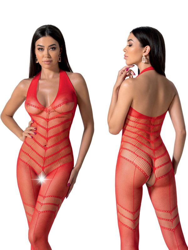 Bodystocking – mrežasti kombinezon BS100 Red - Slika 5