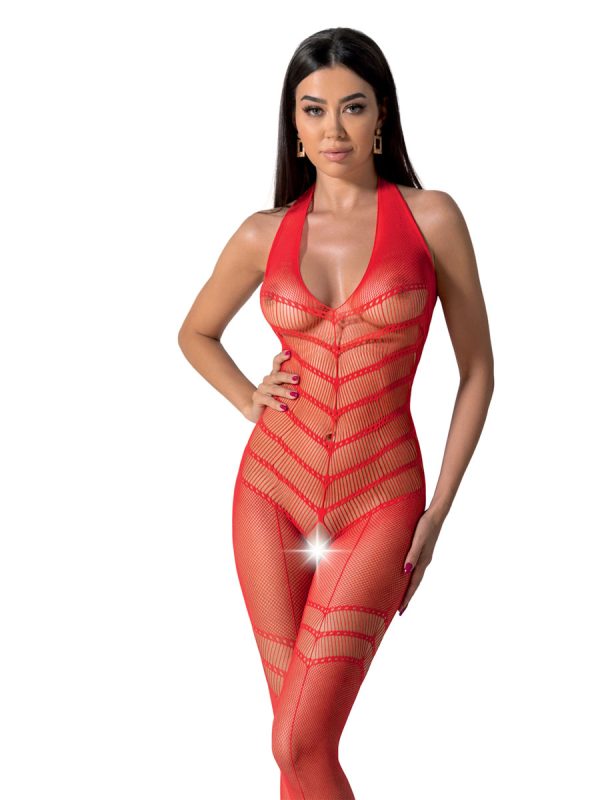 Bodystocking – mrežasti kombinezon BS100 Red - Slika 6