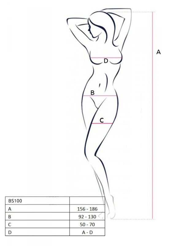 Bodystocking – mrežasti kombinezon BS100 Red - Slika 8