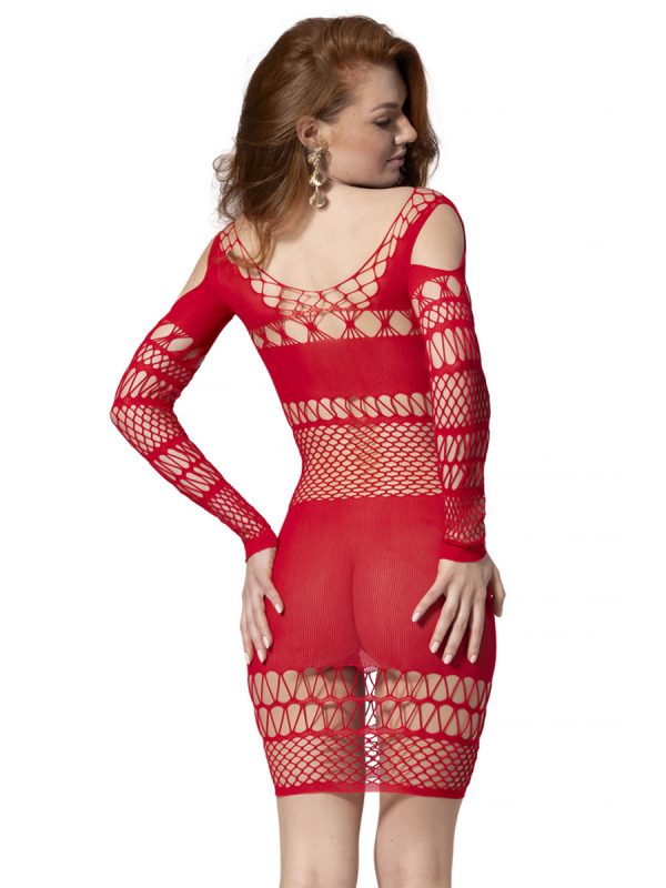 Mrežasta haljina BS 105 Red - Slika 4