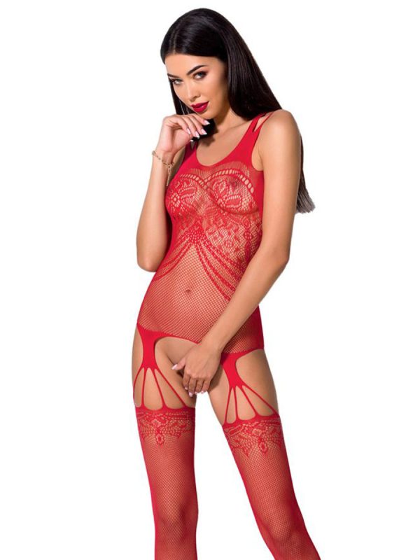 Bodystocking – mrežasti kombinezon BS070 Red - Slika 3