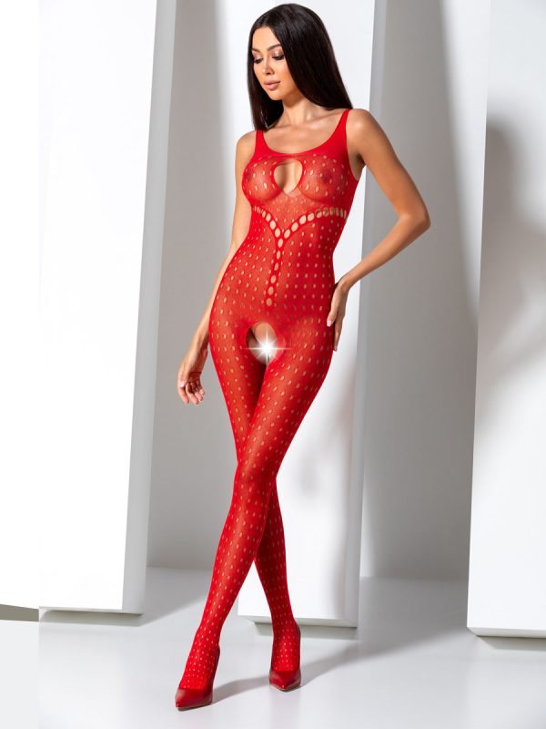 Bodystocking – mrežasti kombinezon BS078 Red - Slika 2