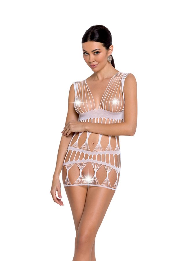 Mrežasta haljina BS 089 white - Slika 3