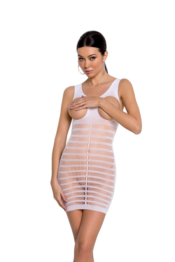 Mrežasta haljina BS 092 white - Slika 3