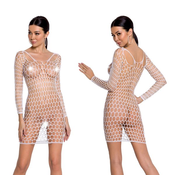 Mrežasta haljina BS 093 white - Slika 3
