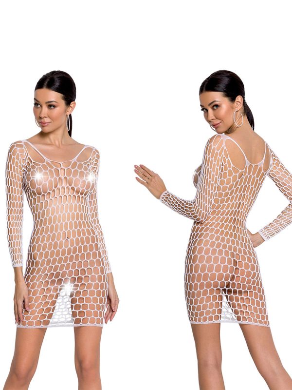 Mrežasta haljina BS 093 white - Slika 4