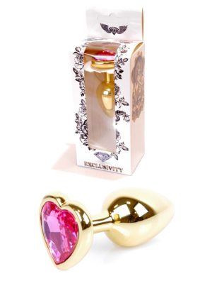Jewellery Gold Heart PLUG- Pink