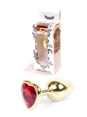 Jewellery Gold Heart PLUG- Red