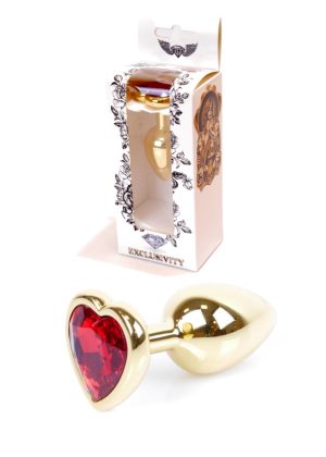 Jewellery Gold Heart PLUG- Red