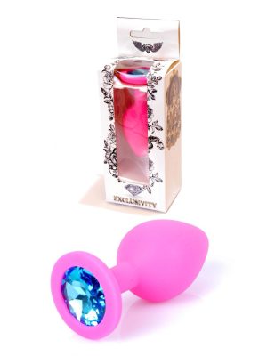 Jewellery Pink Silicon PLUG Medium- Light Blue Diamond