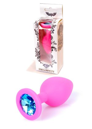 Jewellery Pink Silicon PLUG Medium- Light Blue Diamond