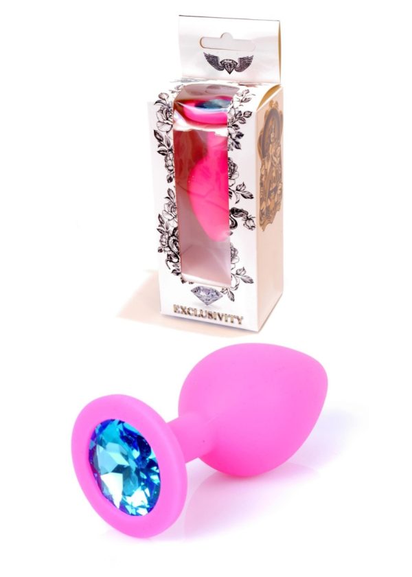 Jewellery Pink Silicon PLUG Medium- Light Blue Diamond
