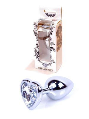 Jewellery Silver Heart PLUG- Clear