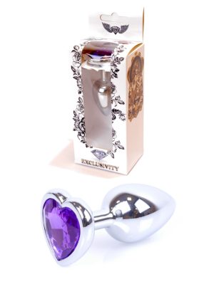 Jewellery Silver Heart PLUG- Purple