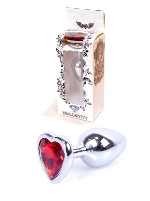 Jewellery Silver Heart PLUG- Red