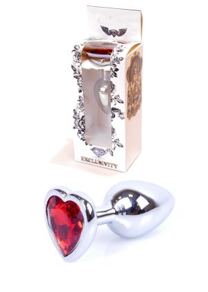 Jewellery Silver Heart PLUG- Red