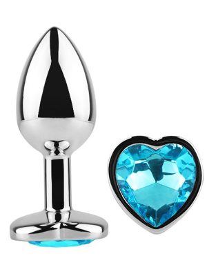 Diamond Heart Butt Plug Small Blue