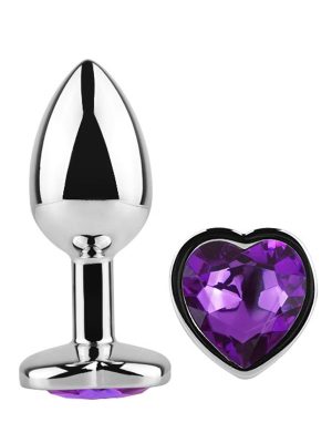 Diamond Heart Butt Plug Small Purple