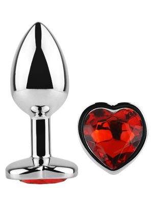 Diamond Heart Butt Plug Small Red