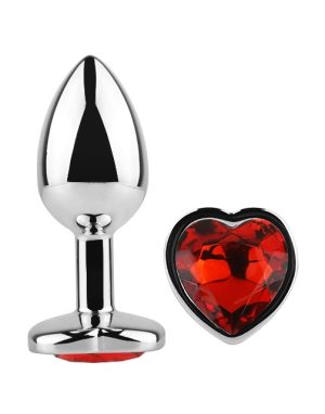 Diamond Heart Butt Plug Medium Red