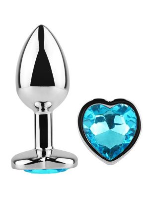 Diamond Heart Butt Plug Medium Blue