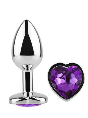 Diamond Heart Butt Plug Medium Purple