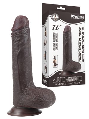 7'' Sliding Skin Dual Layer Dong - Black