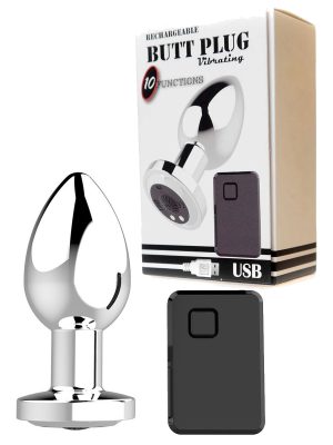 Butt Plug Vibrator USB Silver