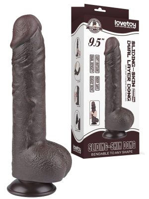 9.5" Sliding Skin Dual Layer Dong Black