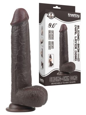 9" Sliding Skin Dual Layer Dong Black